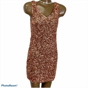 Gold Sequin Sleeveless Bodycon Party Dress M/L